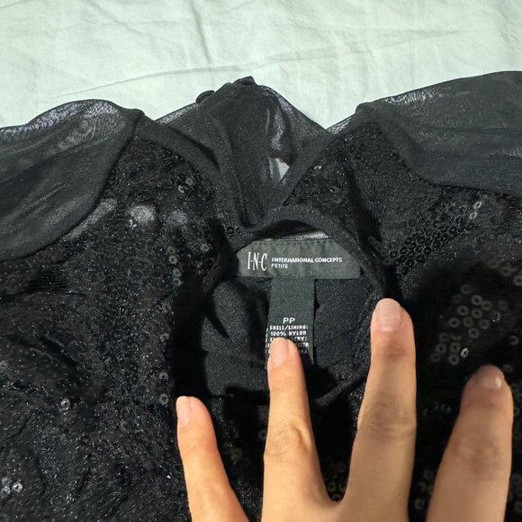 Beautiful black sequenced top NWOT - Picture 5 of 5